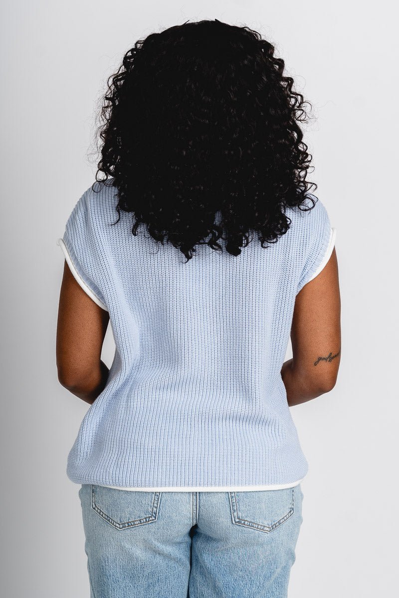 Sleeveless sweater sky blue - Stylish top - Cute Easter Clothing Line at Lush Fashion Lounge Boutique in Oklahoma