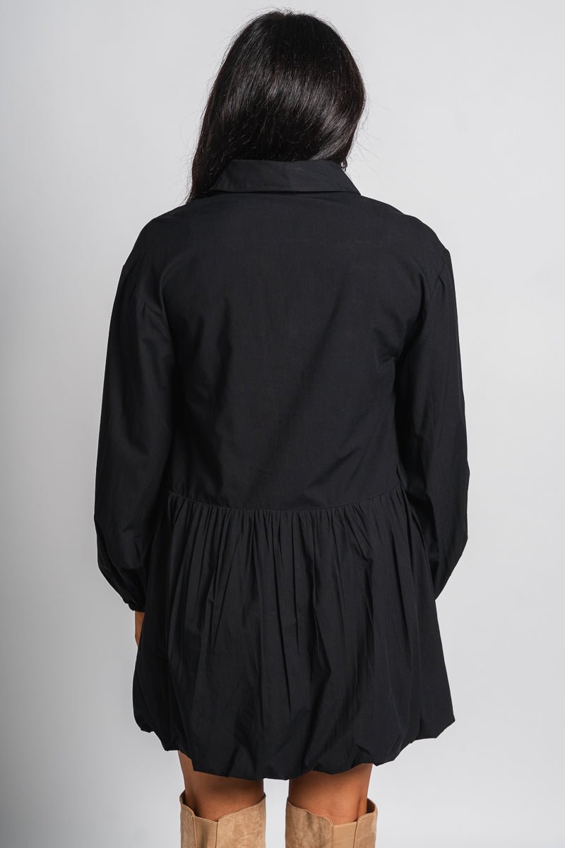 Bubble hem shirt dress black