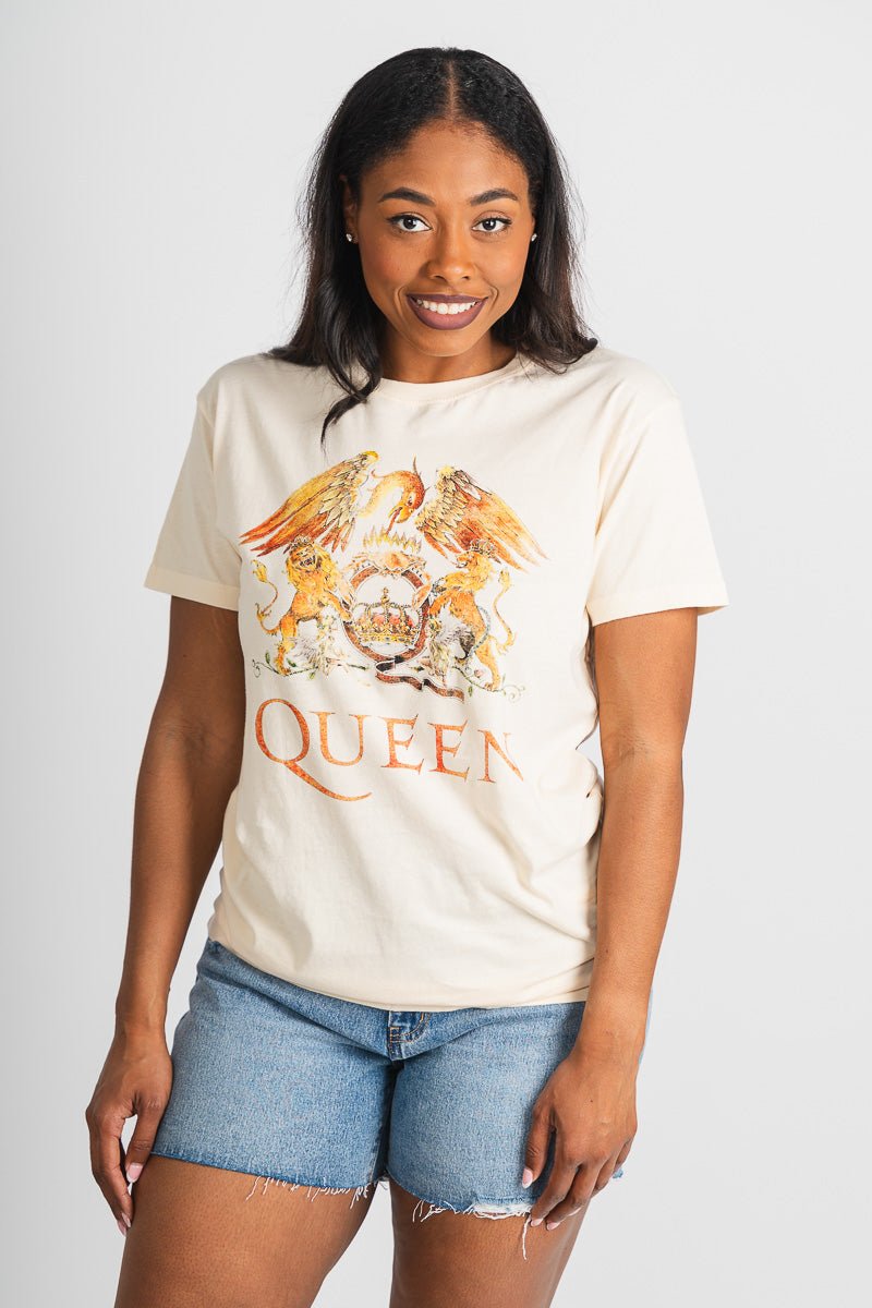 Queen vintage fade t-shirt cream - Stylish Band T-Shirts and Sweatshirts at Lush Fashion Lounge Boutique in Oklahoma City