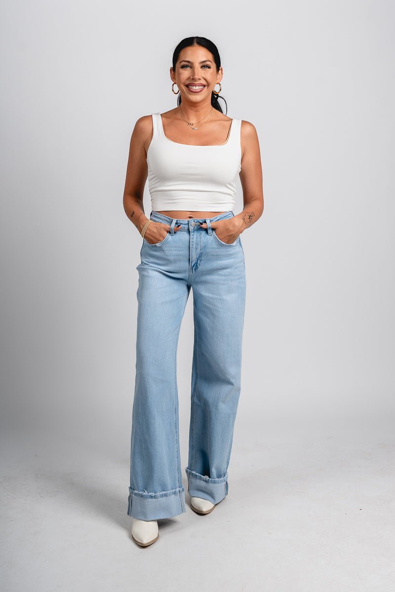Flying Monkey high rise cuffed baggy jeans intrepid | Lush Fashion Lounge: boutique women's jeans, fashion jeans for women, affordable fashion jeans, cute boutique jeans