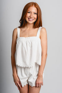Z Supply Annecy linen tank top white - Z Supply Tank Top - Z Supply Tops, Dresses, Tanks, Tees, Cardigans, Joggers and Loungewear at Lush Fashion Lounge