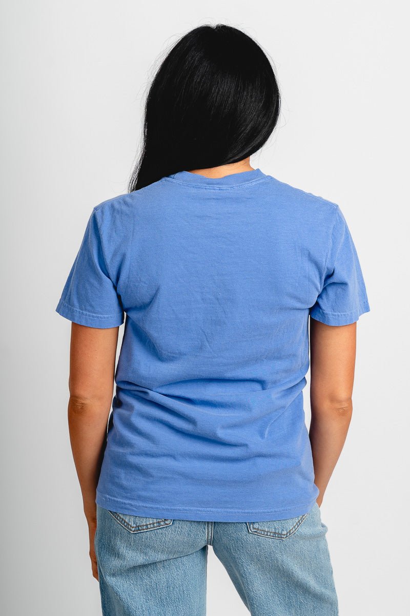 OKC! mono puff comfort color t-shirt blue - Vintage OKC Basketball T-Shirts at Lush Fashion Lounge Boutique in Oklahoma City