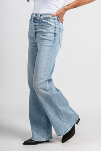 Daze high rise far out wide leg jeans blooming vintage | Lush Fashion Lounge: boutique women's jeans, fashion jeans for women, affordable fashion jeans, cute boutique jeans