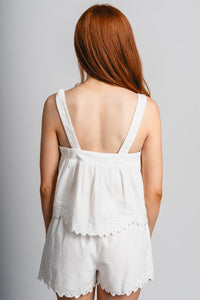 Z Supply Annecy linen tank top white - Z Supply Tank Top - Z Supply Fashion at Lush Fashion Lounge Trendy Boutique Oklahoma City