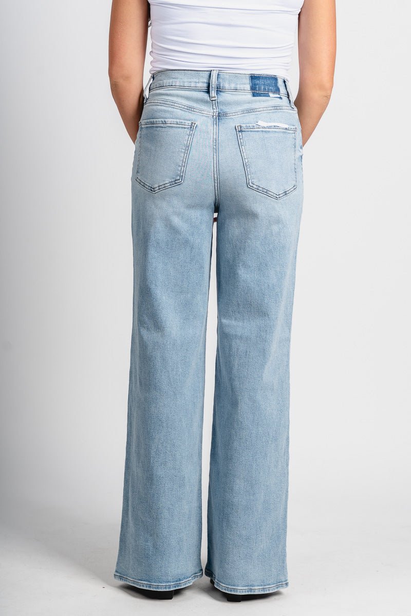 Daze high rise far out wide leg jeans blooming vintage | Lush Fashion Lounge: boutique women's jeans, fashion jeans for women, affordable fashion jeans, cute boutique jeans
