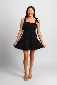 Smocked babydoll dress black - Trendy dress - Fashion Dresses at Lush Fashion Lounge Boutique in Oklahoma City