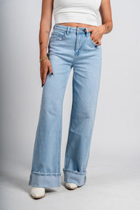 Flying Monkey high rise cuffed baggy jeans intrepid | Lush Fashion Lounge: boutique women's jeans, fashion jeans for women, affordable fashion jeans, cute boutique jeans