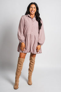 Bubble hem shirt dress rose - Trendy dress - Fashion Dresses at Lush Fashion Lounge Boutique in Oklahoma City