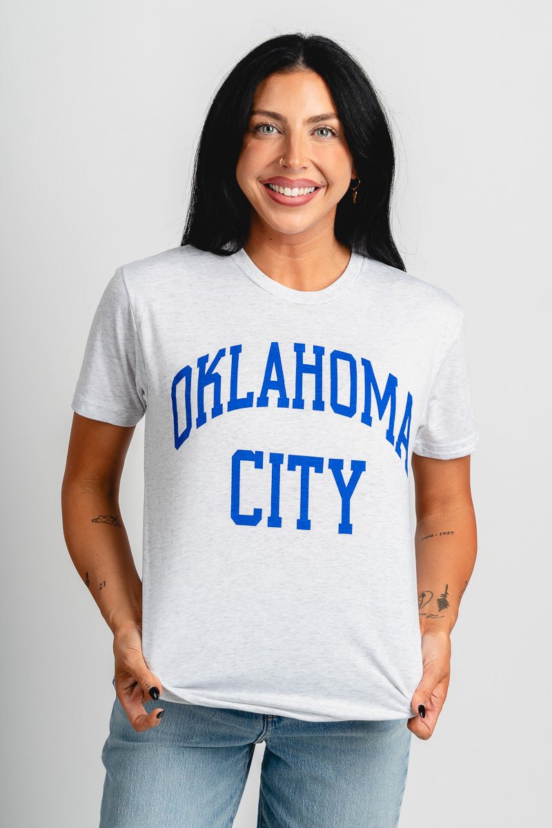 OKC basketball simple unisex t-shirt ash - Trendy Oklahoma City Basketball T-Shirts Lush Fashion Lounge Boutique in Oklahoma City