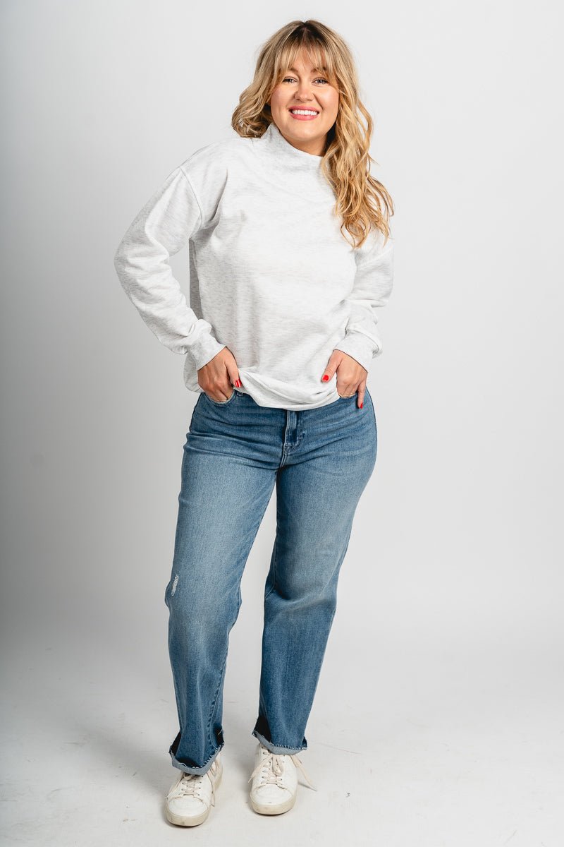 Oversized mock neck sweatshirt grey