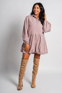 Bubble hem shirt dress rose Stylish dress - Womens Fashion Dresses at Lush Fashion Lounge Boutique in Oklahoma City