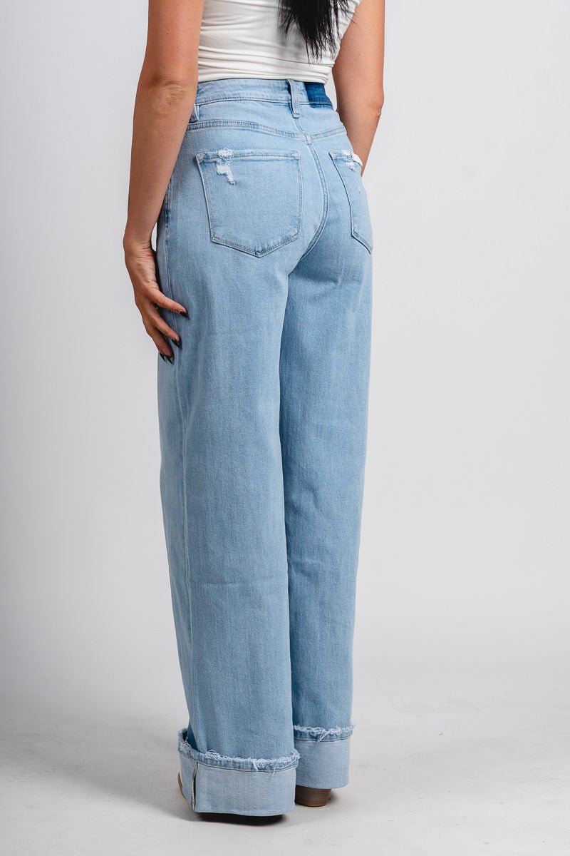 Flying Monkey high rise cuffed baggy jeans intrepid | Lush Fashion Lounge: boutique women's jeans, fashion jeans for women, affordable fashion jeans, cute boutique jeans