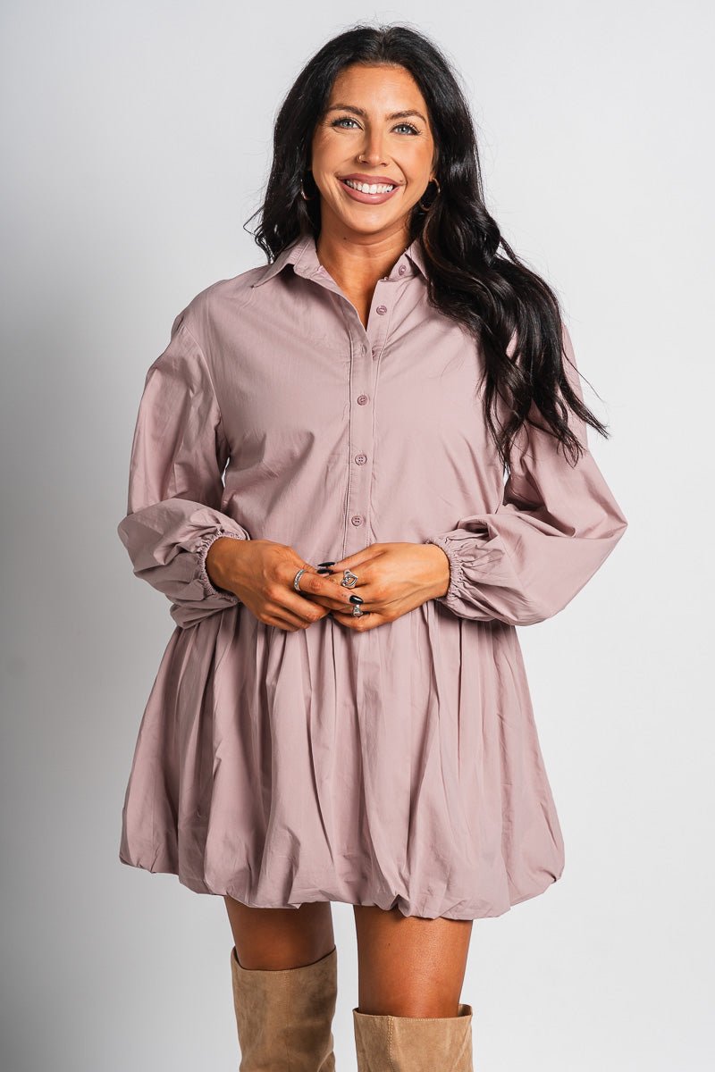Bubble Hem Shirt Dress Rose Rose / Large Bubble Hem Shirt Dress Rose Rose / Large