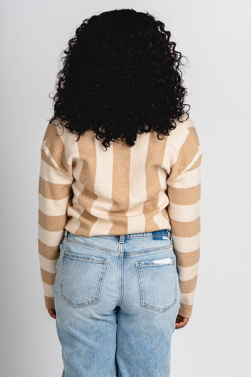 Striped cardigan top taupe