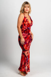 Halter mesh maxi dress Praslin sunset - Cute dress - Trendy Dresses at Lush Fashion Lounge Boutique in Oklahoma City