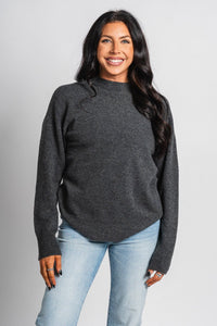 Z Supply Gia crew neck sweater charcoal - Z Supply Sweater - Z Supply Tops, Dresses, Tanks, Tees, Cardigans, Joggers and Loungewear at Lush Fashion Lounge