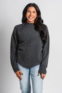 Z Supply Gia crew neck sweater charcoal - Z Supply Sweater - Z Supply Apparel at Lush Fashion Lounge Trendy Boutique Oklahoma City