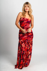 Strapless mesh maxi dress Praslin sunset - Trendy dress - Fashion Dresses at Lush Fashion Lounge Boutique in Oklahoma City
