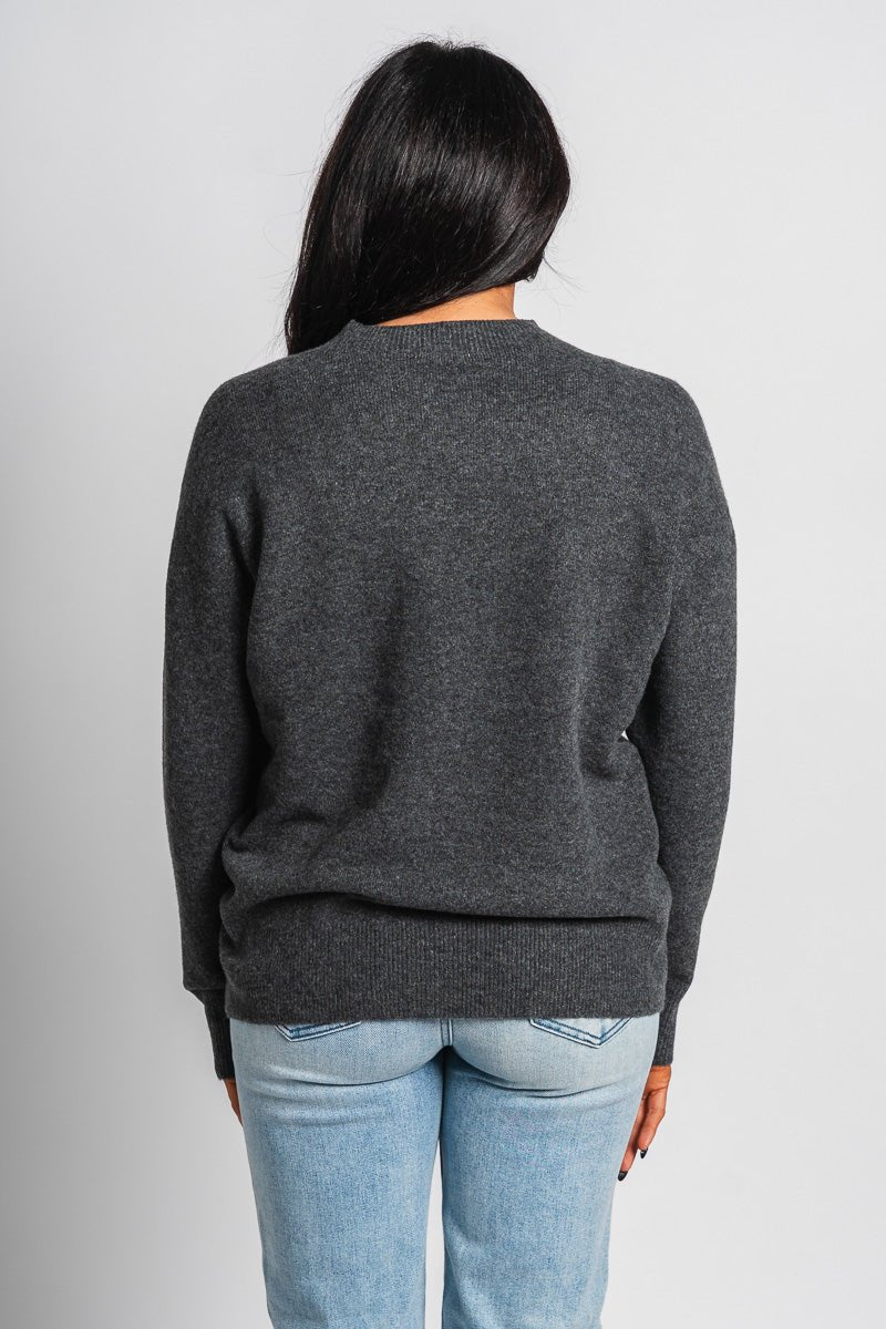 Z Supply Gia crew neck sweater charcoal - Z Supply Sweater - Z Supply Fashion at Lush Fashion Lounge Trendy Boutique Oklahoma City