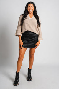 Hidden faux leather high rise cargo mini skirt black | Lush Fashion Lounge: boutique fashion skirts, affordable boutique skirts, cute affordable skirts