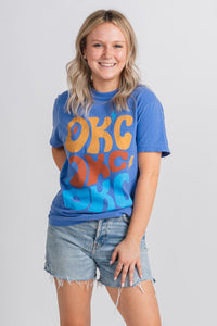 OKC repeater stars thrifted t-shirt blue - Trendy OKC Apparel at Lush Fashion Lounge Boutique in Oklahoma City