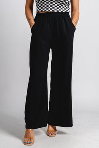 Wide leg pants black | Lush Fashion Lounge: women's boutique pants, boutique women's pants, affordable boutique pants, women's fashion pants