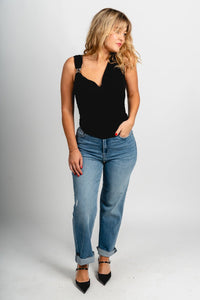 Cowl neck shirred tank top black Stylish Tank Top - Womens Fashion Tank Tops at Lush Fashion Lounge Boutique in Oklahoma City