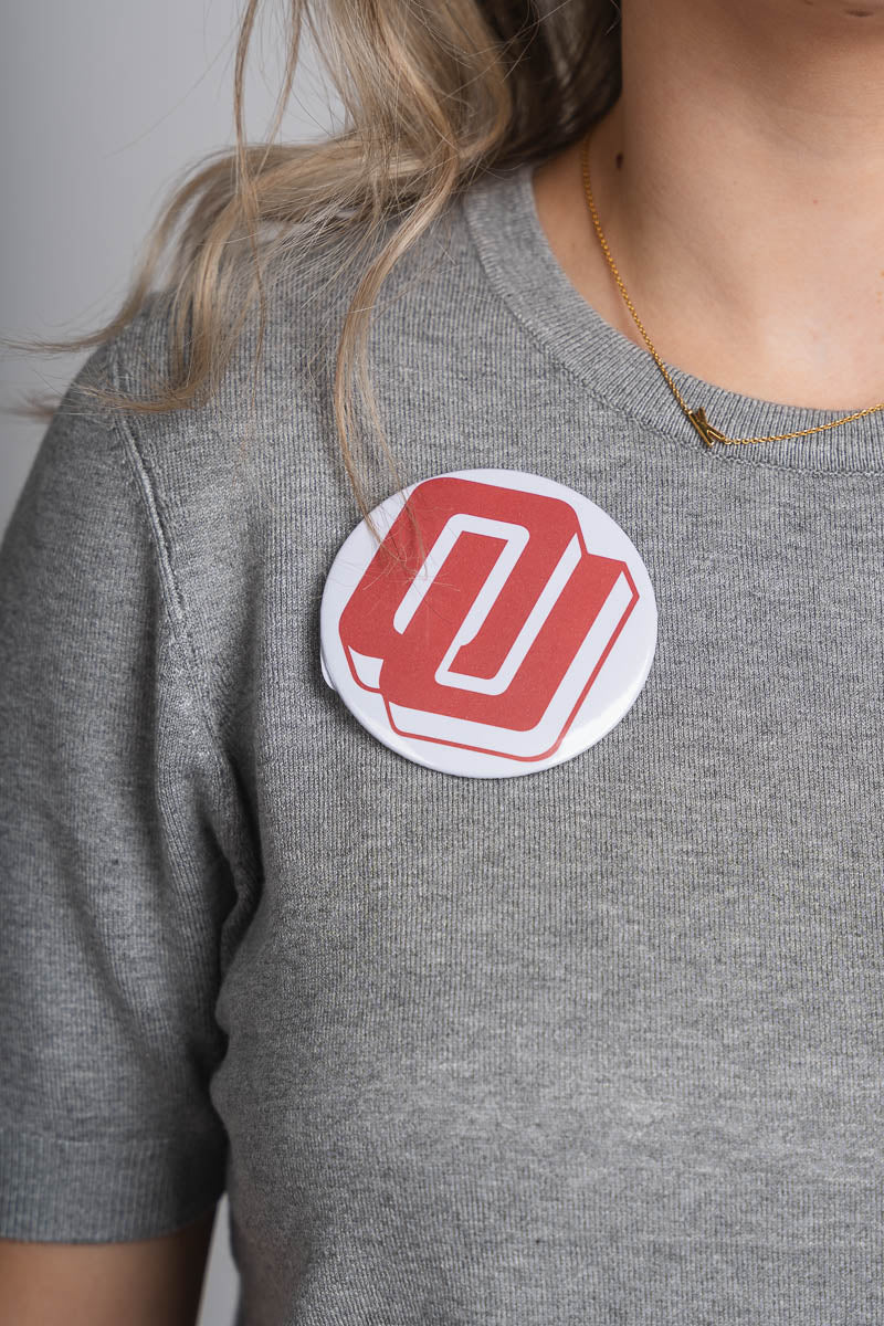 OU OU retro logo 3in button button 3 in | Lush Fashion Lounge Trendy Oklahoma University Sooners Apparel & Cute Gameday T-Shirts