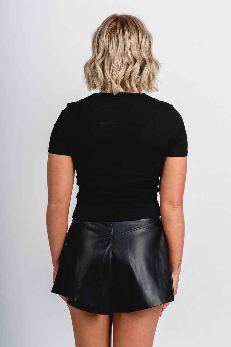 Champagne beaded short sleeve t-shirt black