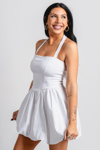 Bubble hem halter dress ivory - Affordable dress - Boutique Dresses at Lush Fashion Lounge Boutique in Oklahoma City