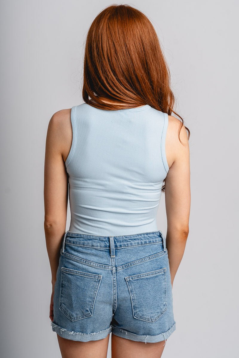 Round neck bodysuit light blue