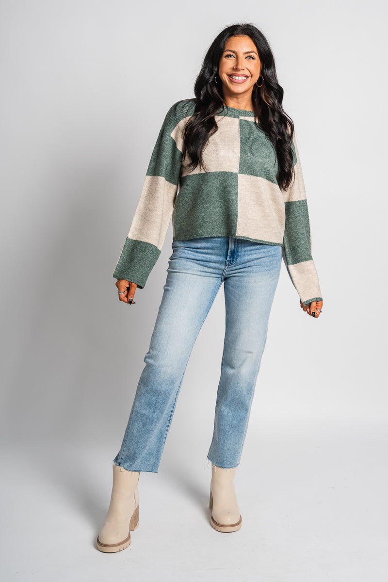 Z Supply Rosi blocked sweater green - Z Supply Sweater - Z Supply Clothing at Lush Fashion Lounge Trendy Boutique Oklahoma City