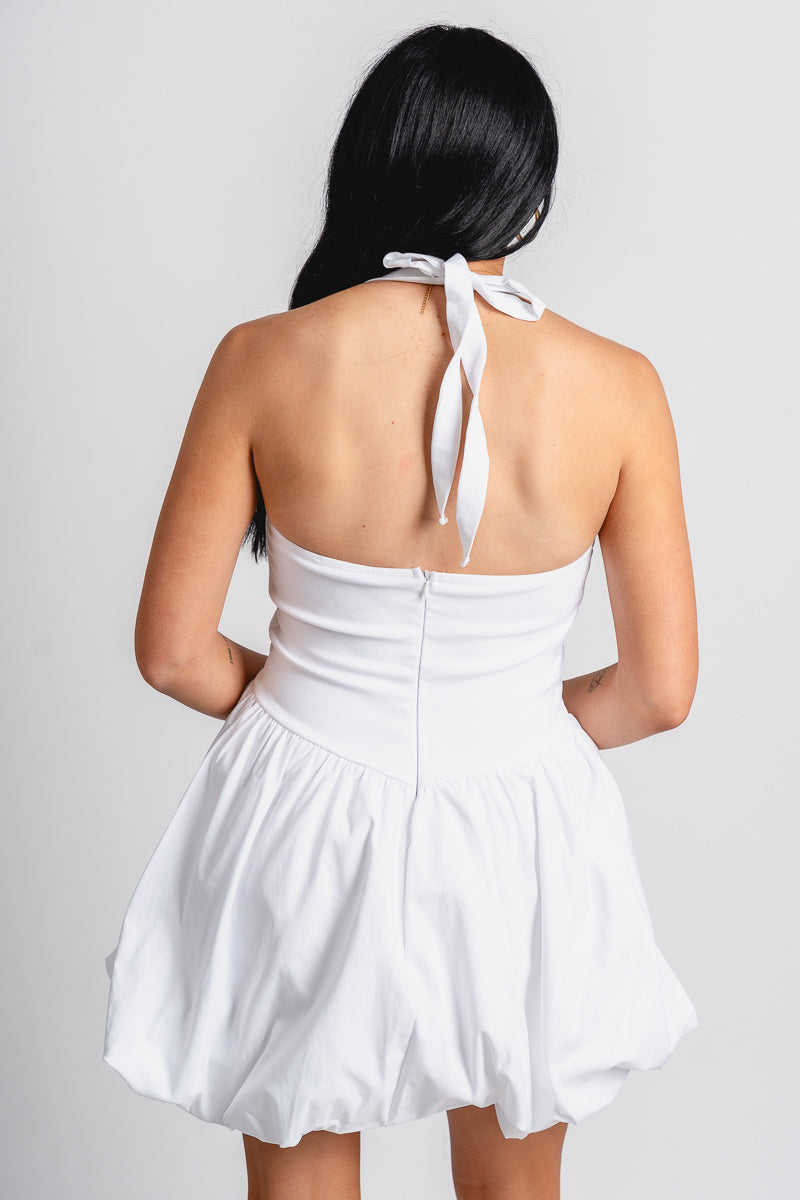 Bubble hem halter dress ivory