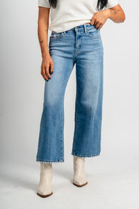 Flying Monkey high rise wide leg jeans wolf n crane | Lush Fashion Lounge: boutique women's jeans, fashion jeans for women, affordable fashion jeans, cute boutique jeans