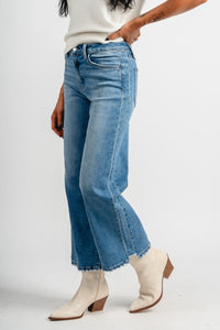 Flying Monkey high rise wide leg jeans wolf n crane | Lush Fashion Lounge: boutique women's jeans, fashion jeans for women, affordable fashion jeans, cute boutique jeans
