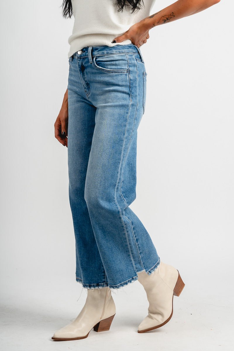 Flying Monkey high rise wide leg jeans wolf n crane | Lush Fashion Lounge: boutique women's jeans, fashion jeans for women, affordable fashion jeans, cute boutique jeans