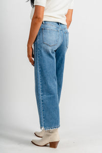 Flying Monkey high rise wide leg jeans wolf n crane | Lush Fashion Lounge: boutique women's jeans, fashion jeans for women, affordable fashion jeans, cute boutique jeans