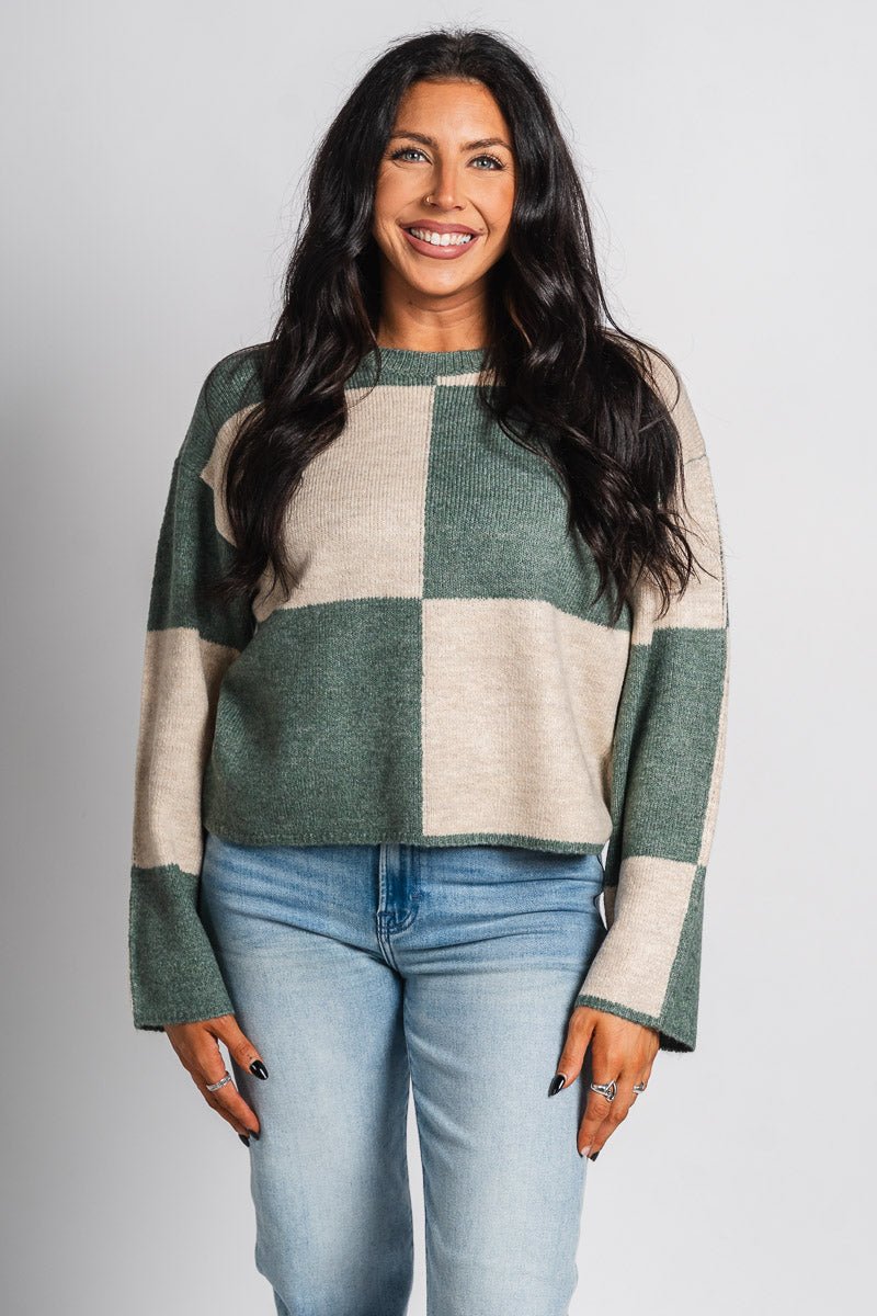 Z Supply Rosi blocked sweater green - Z Supply Sweater - Z Supply Tops, Dresses, Tanks, Tees, Cardigans, Joggers and Loungewear at Lush Fashion Lounge