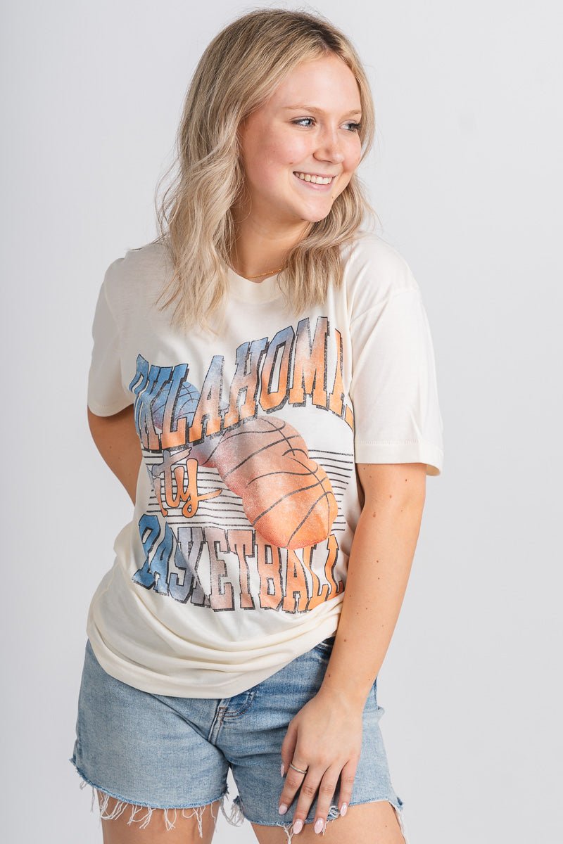 OKC basketball colorful unisex t-shirt natural - Trendy OKC Apparel at Lush Fashion Lounge Boutique in Oklahoma City