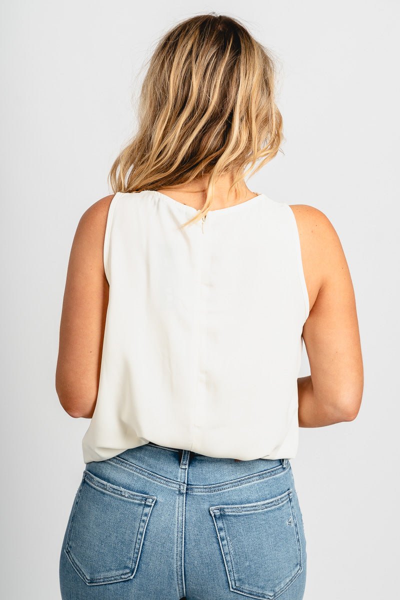 Cowl neck chiffon tank top ivory