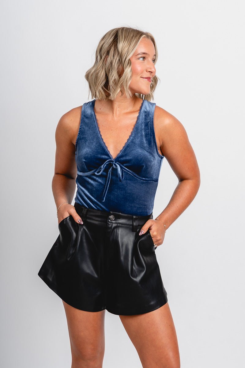 Velvet bodysuit navy