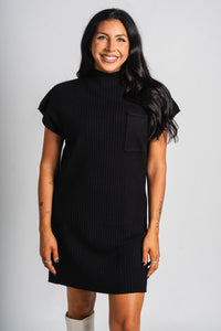 Mock neck sweater dress black - Cute dress - Trendy Dresses at Lush Fashion Lounge Boutique in Oklahoma City