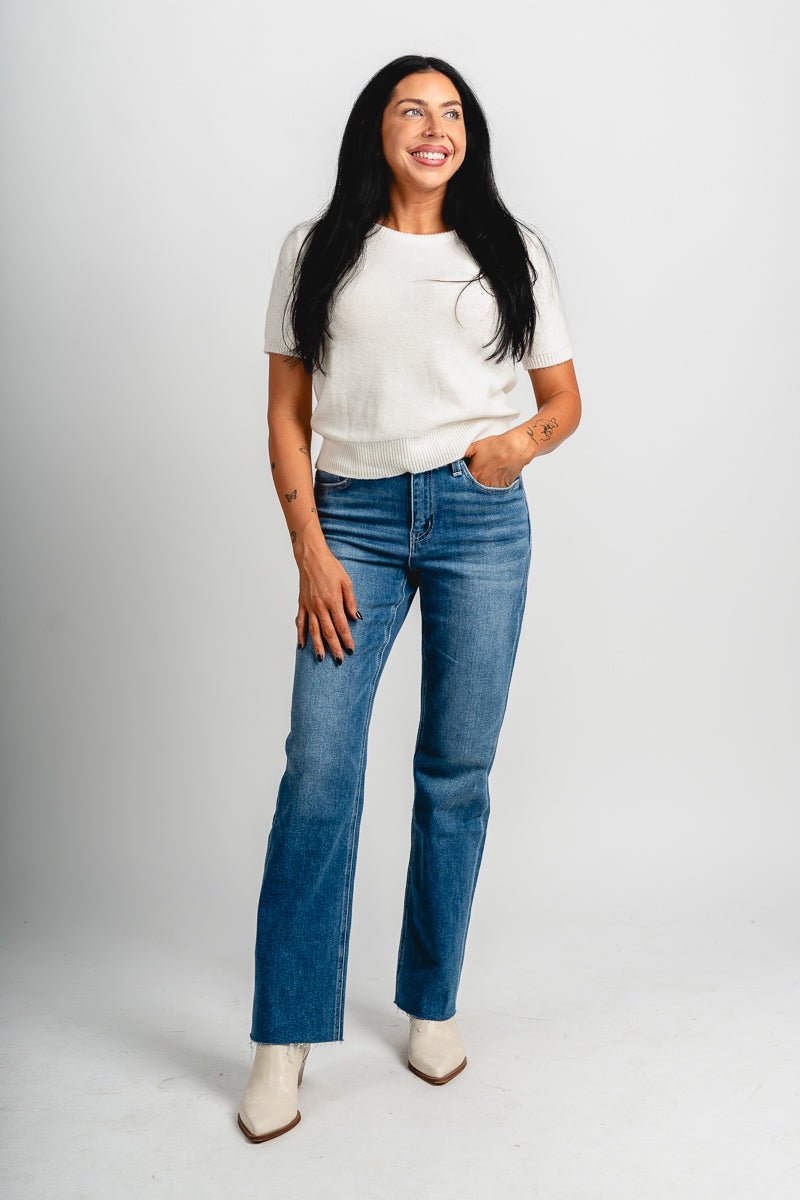 Flying Monkey high rise straight leg jeans rapturously | Lush Fashion Lounge: boutique women's jeans, fashion jeans for women, affordable fashion jeans, cute boutique jeans