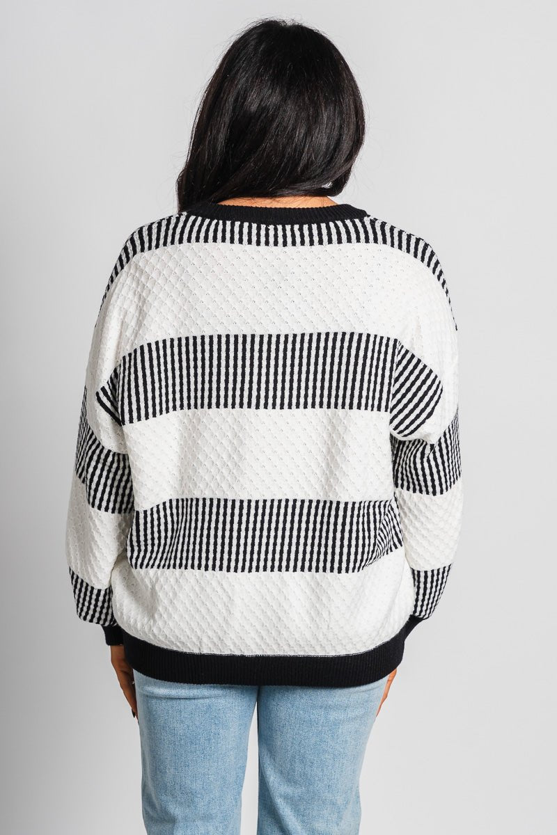 Boxy striped sweater white/black