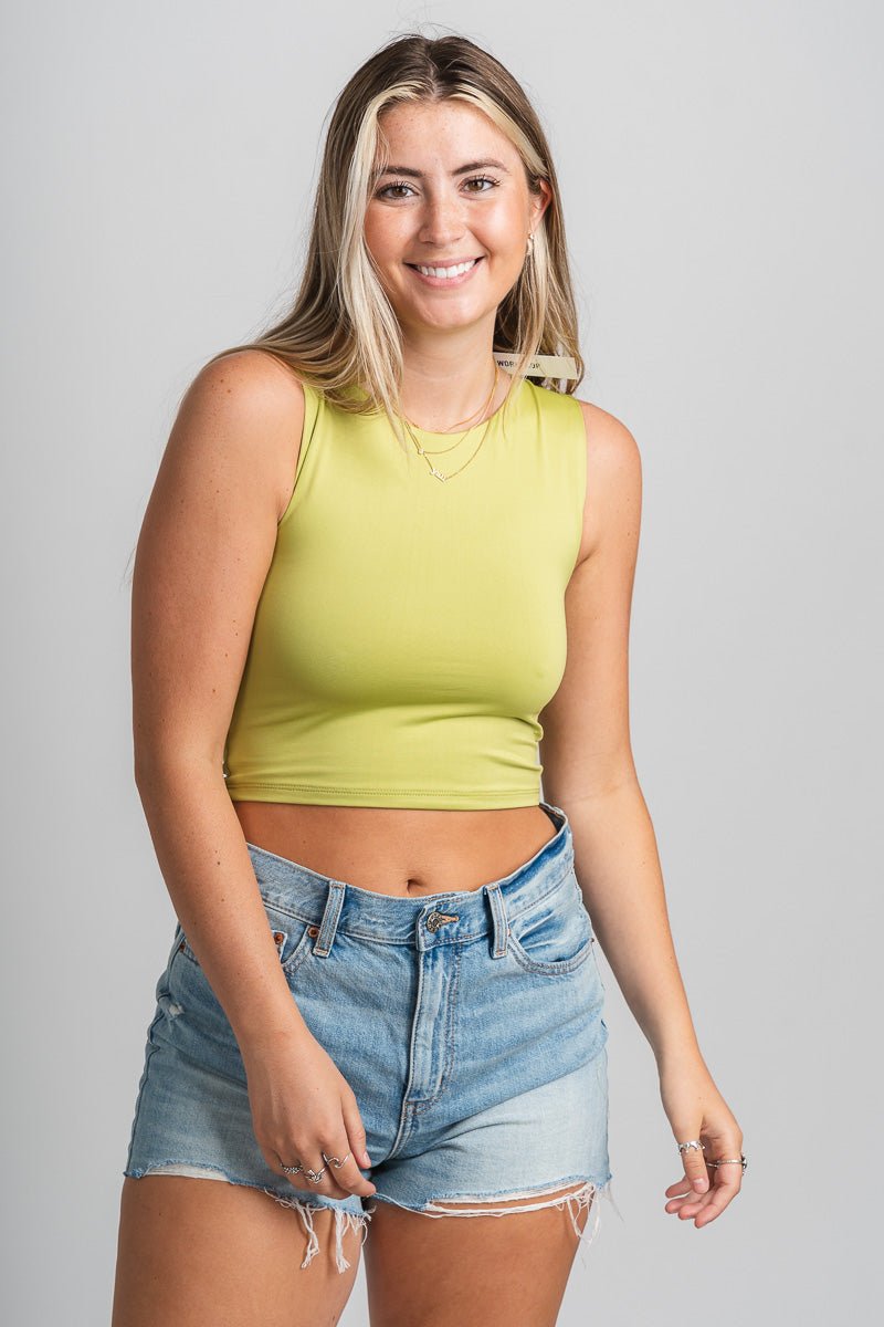 Crop tank top kiwi - Affordable Tank Top - Boutique Tank Tops at Lush Fashion Lounge Boutique in Oklahoma City