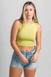 Crop tank top kiwi - Cute Tank Top - Trendy Tank Tops at Lush Fashion Lounge Boutique in Oklahoma City