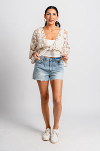 Crochet tie top natural - Fun top - Unique Getaway Gear at Lush Fashion Lounge Boutique in Oklahoma