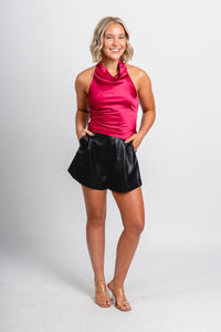 Cowl neck halter top fuchsia - Affordable New Year's Eve Party Outfits at Lush Fashion Lounge Boutique in Oklahoma City