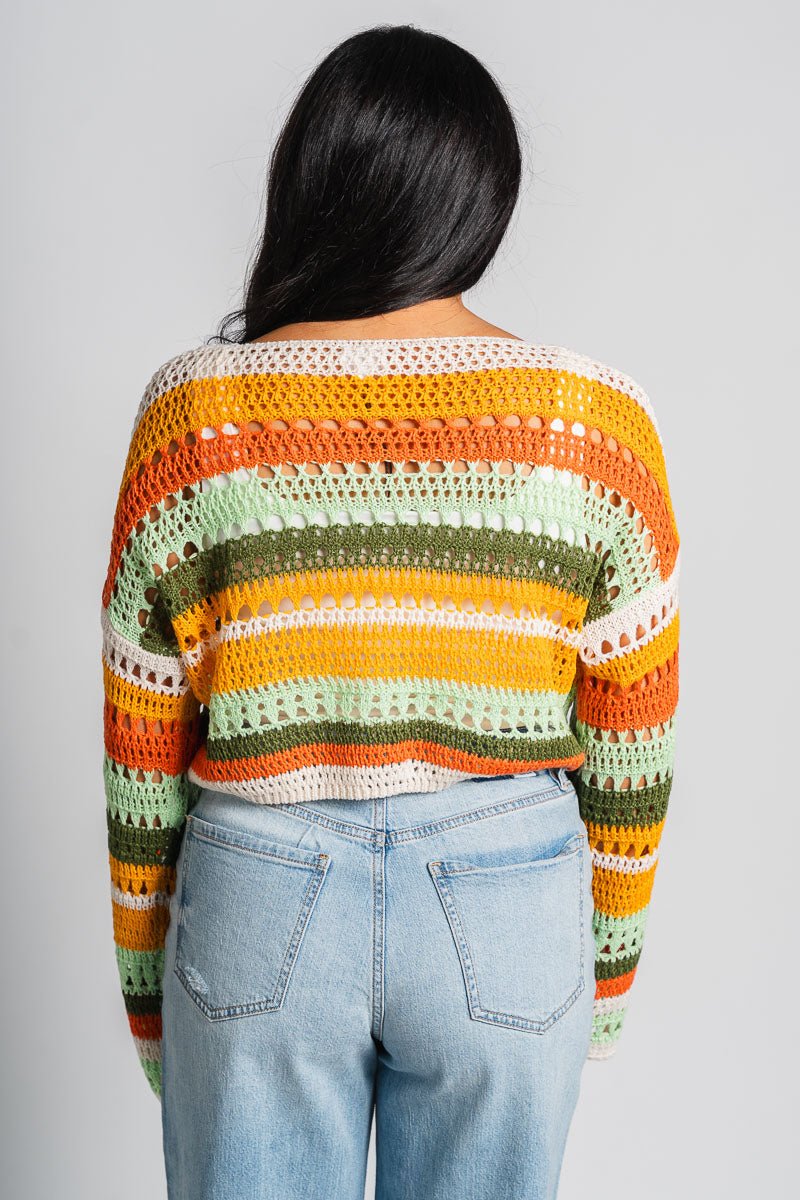 Stripe cropped sweater orange multi