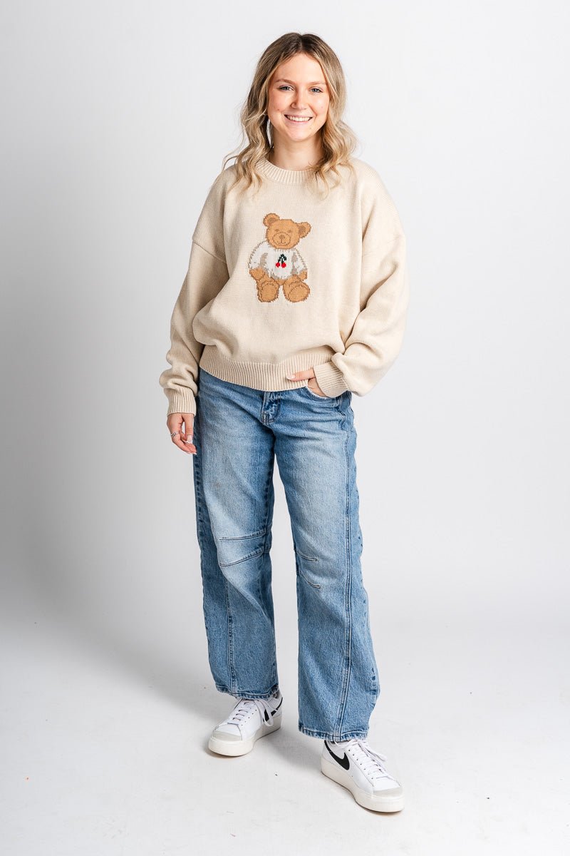 Teddy bear sweater cream - Trendy Sweaters | Cute Pullover Sweaters at Lush Fashion Lounge Boutique in Oklahoma City